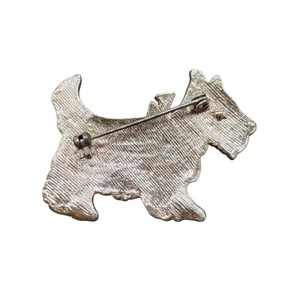 Vintage Scottie Dog Brooch Pin With Rhinestone Accents - Picture 5 of 5